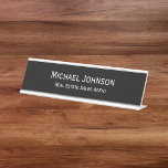 Professional Modern Simple Business Office Title Desk Name Plate<br><div class="desc">Custom, personalized, professional, modern, classy, stylish, elegant, business office silver classic black and white script / typography, metal desk sign name plate. To customize, simply type in your full name and designation / title. While you personalize, you'll be able to see a preview throughout. Perfect for small business, office, consultants,...</div>