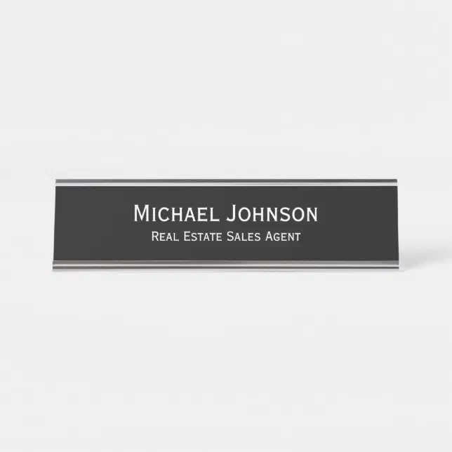 Professional Modern Simple Business Office Title Desk Name Plate | Zazzle