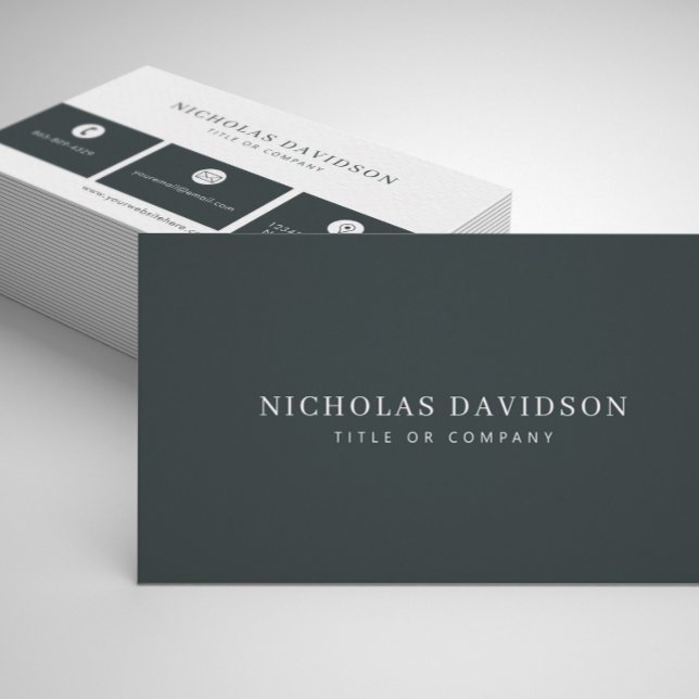 Professional Modern Simple Charcoal Grey Business Card (Creator Uploaded)