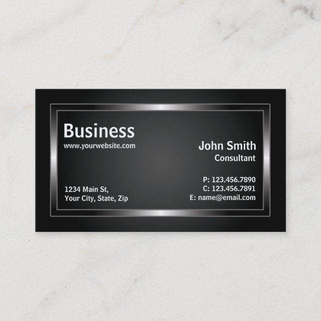 Professional Modern Simple Computer Repair Black Business Card (Front)