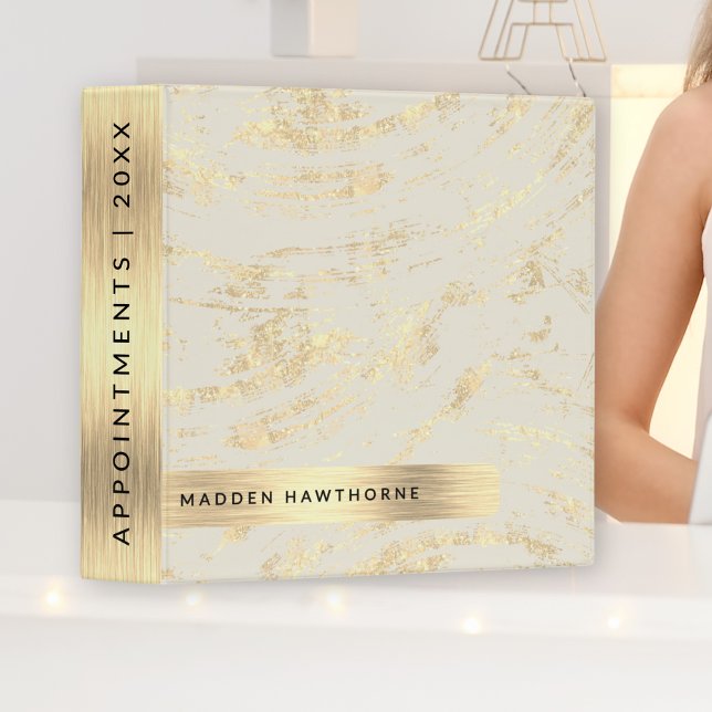 Professional Modern Simple Gold Brushed Metal Foil 3 Ring Binder (Creator Uploaded)