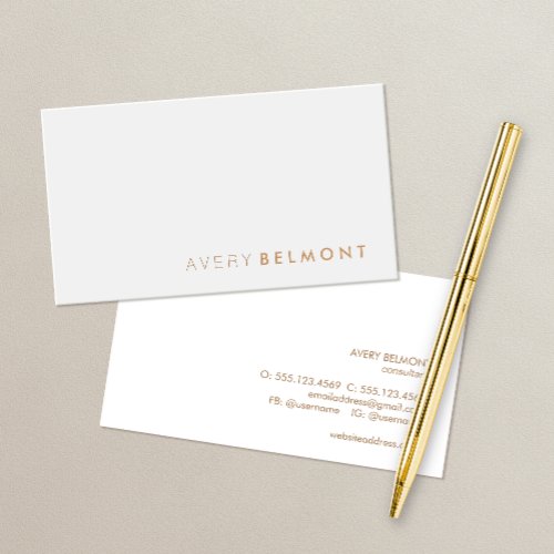 Professional Modern Simple Light Gray Minimalist Business Card