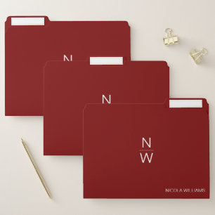 Professional Modern Simple Minimalist Dark Red File Folder
