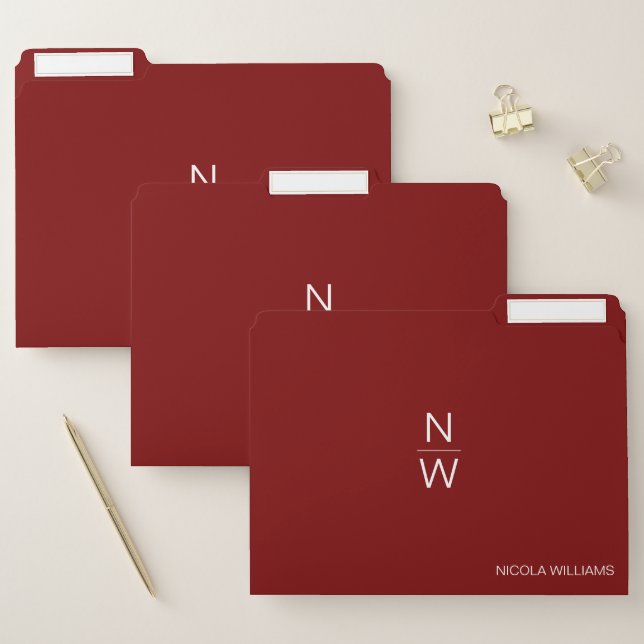 Professional Modern Simple Minimalist Dark Red File Folder (Set)