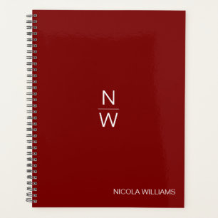 Professional Modern Simple Minimalist Dark Red Planner