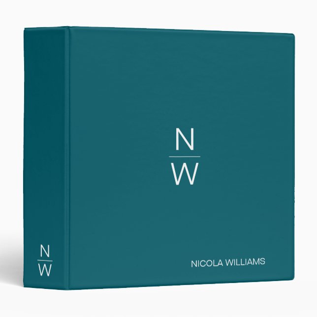 Professional Modern Simple Minimalist Dark Teal 3 Ring Binder (Front/Spine)