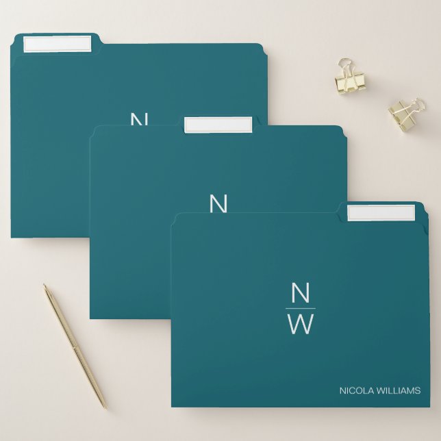 Professional Modern Simple Minimalist Dark Teal File Folder (Set)