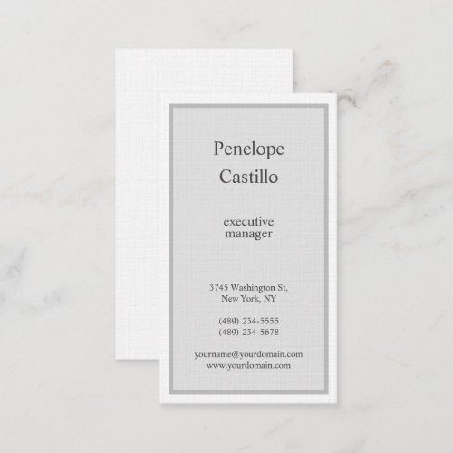 Professional Modern Simple Minimalist Grey White Business Card