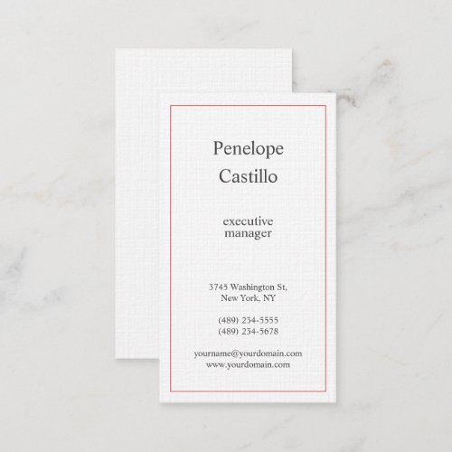 Professional Modern Simple Minimalist Red White Business Card