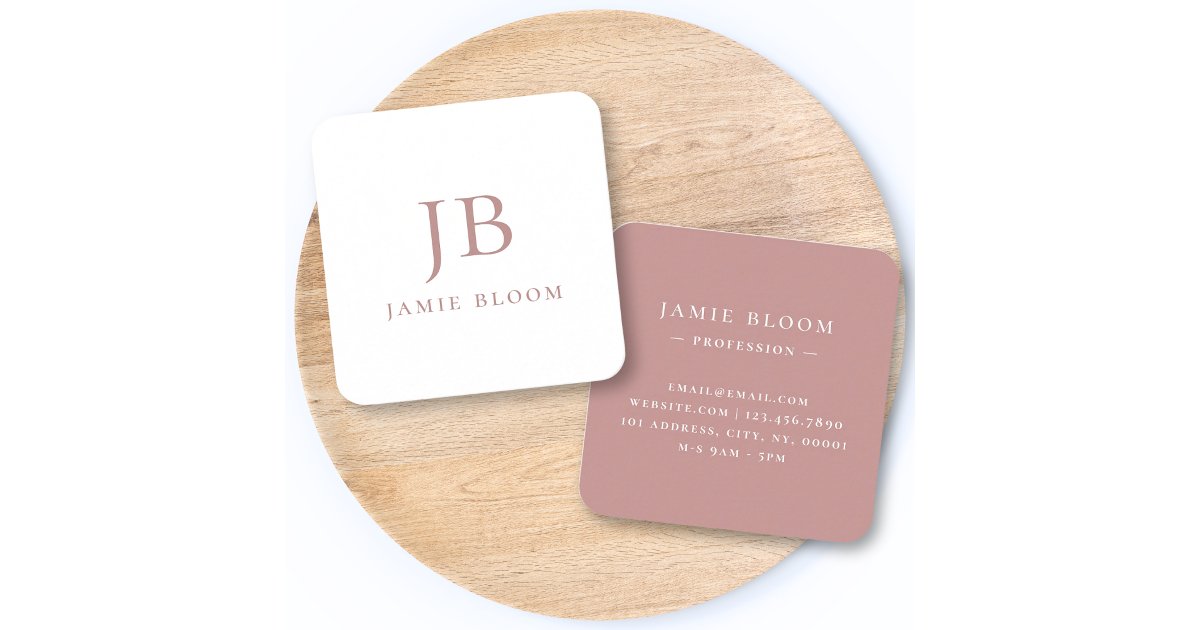 Professional Modern Simple Monogram Initial Name Square Business Card ...