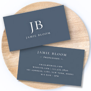 Professional Modern Simple Monogram Initial Navy Business Card