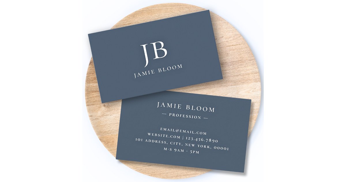 Professional Modern Simple Monogram Initial Navy Business Card | Zazzle