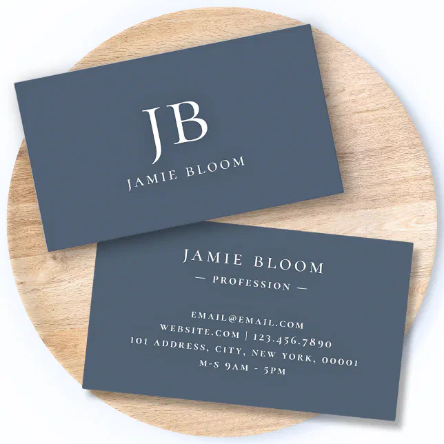 Professional Modern Simple Monogram Initial Navy Business Card | Zazzle