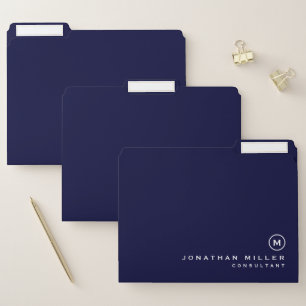 Professional Modern Simple Navy Minimal Monogram File Folder