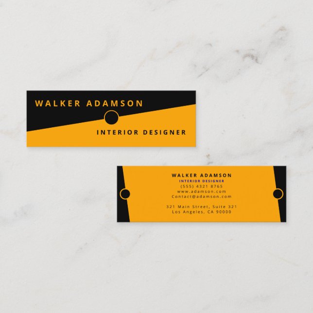 Professional Modern Simple Orange & Black  Mini Business Card (Front/Back)