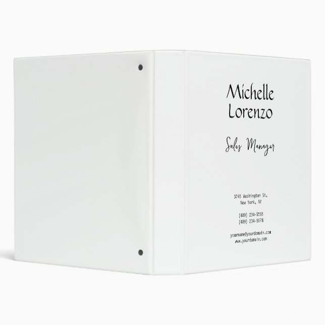 Professional Modern Simple Plain Black & White 3 Ring Binder (Background)
