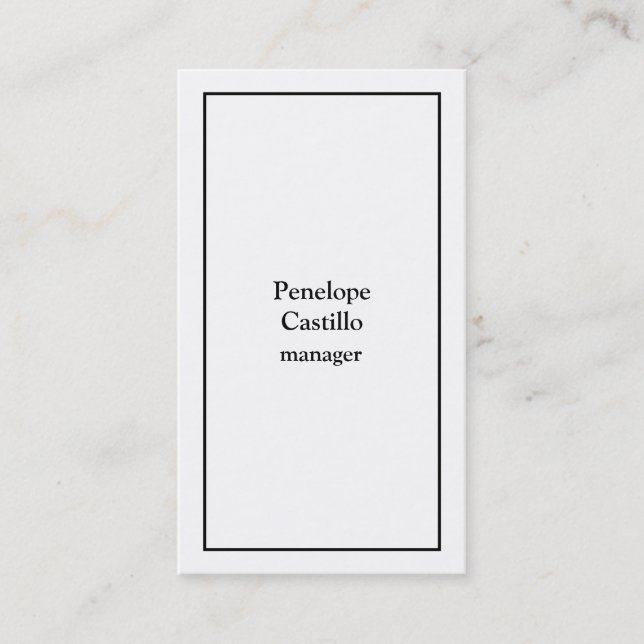 Professional Modern Simple Plain Black & White Business Card (Front)