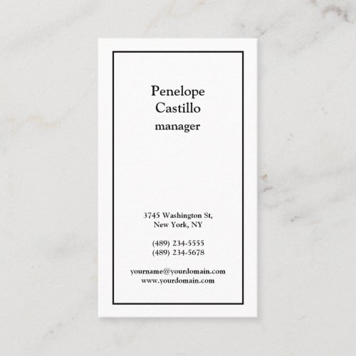 Professional Modern Simple Plain Black  White Business Card