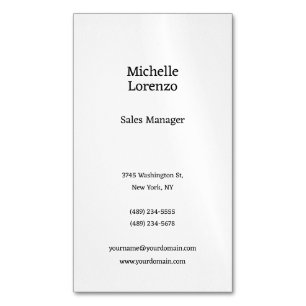 Professional Modern Simple Plain Black & White Business Card Magnet