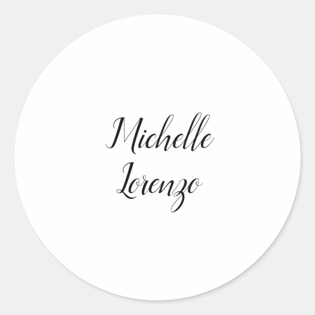 Professional Modern Simple Plain Black & White Classic Round Sticker (Front)