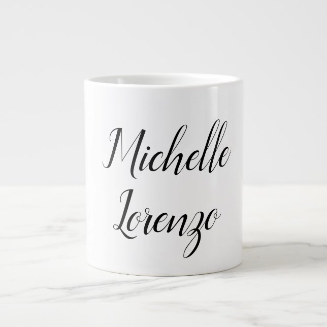 Professional Modern Simple Plain Black & White Giant Coffee Mug (Front)