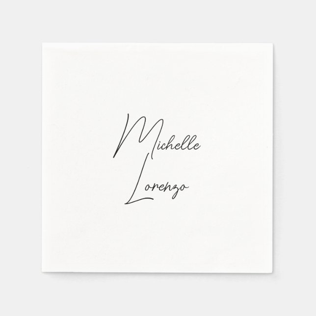 Professional Modern Simple Plain Black & White Napkins (Front)