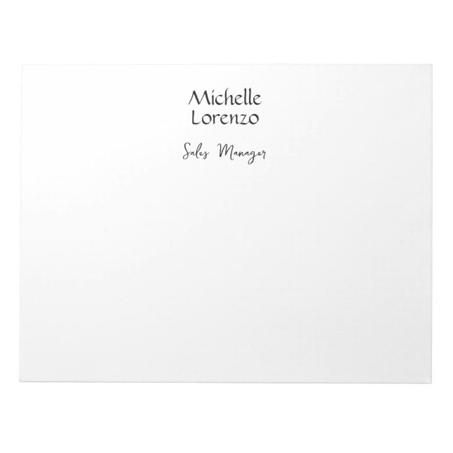 Professional Modern Simple Plain Black & White Notepad (Front)