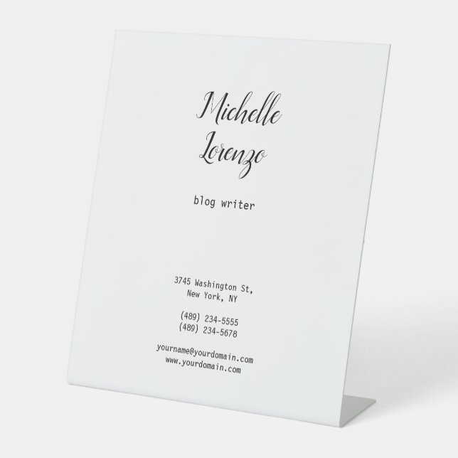 Professional Modern Simple Plain Black & White Pedestal Sign (Front)