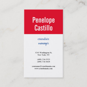 Professional Modern Simple Plain Blue Red White Business Card