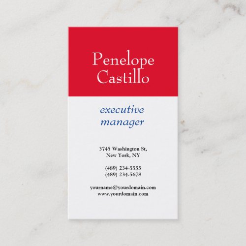 Professional Modern Simple Plain Blue Red White Business Card
