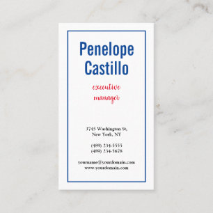Professional Modern Simple Plain Blue Red White Business Card