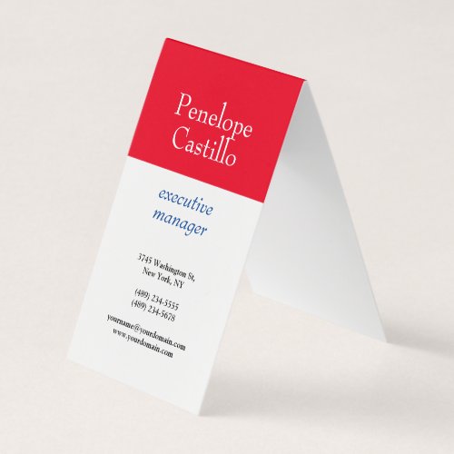 Professional Modern Simple Plain Blue Red White Business Card