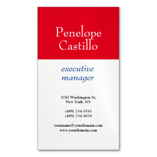 Professional Modern Simple Plain Blue Red White Business Card Magnet