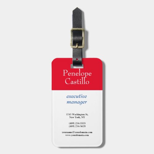 Professional Modern Simple Plain Blue Red White Luggage Tag