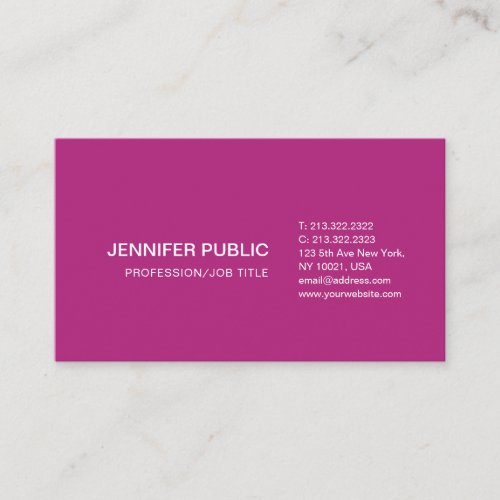 Professional Modern Simple Plain Elegant Pink Business Card