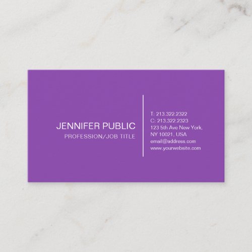 Professional Modern Simple Plain Elegant Violet Business Card