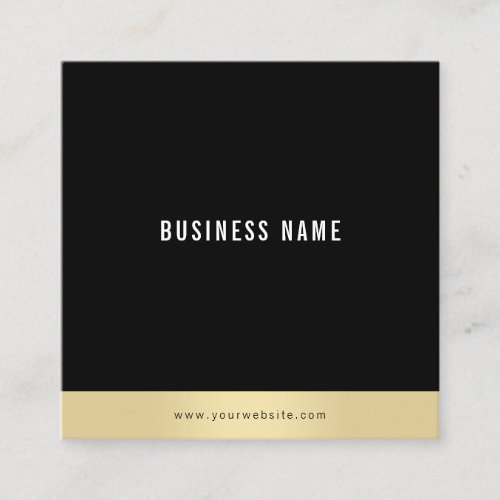 Professional Modern Simple Plain Gold Black White Square Business Card