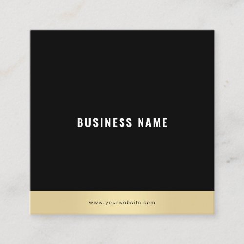 Professional Modern Simple Plain Gold Black White Square Business Card