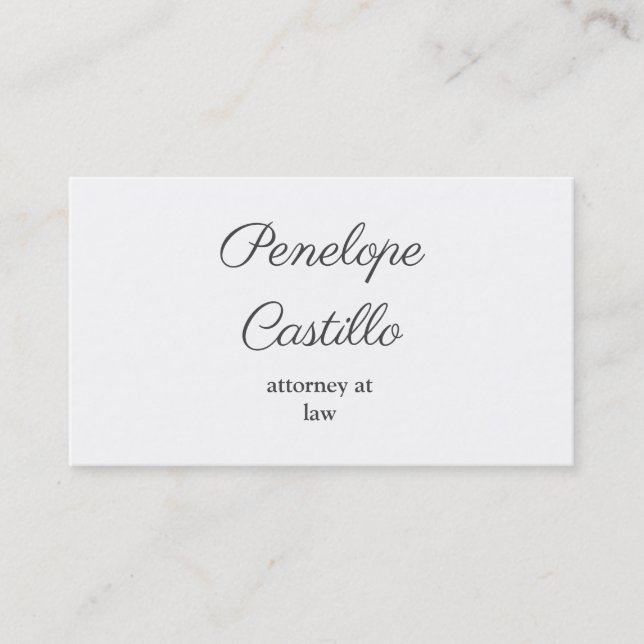 Professional Modern Simple Plain Handwritten Business Card (Front)