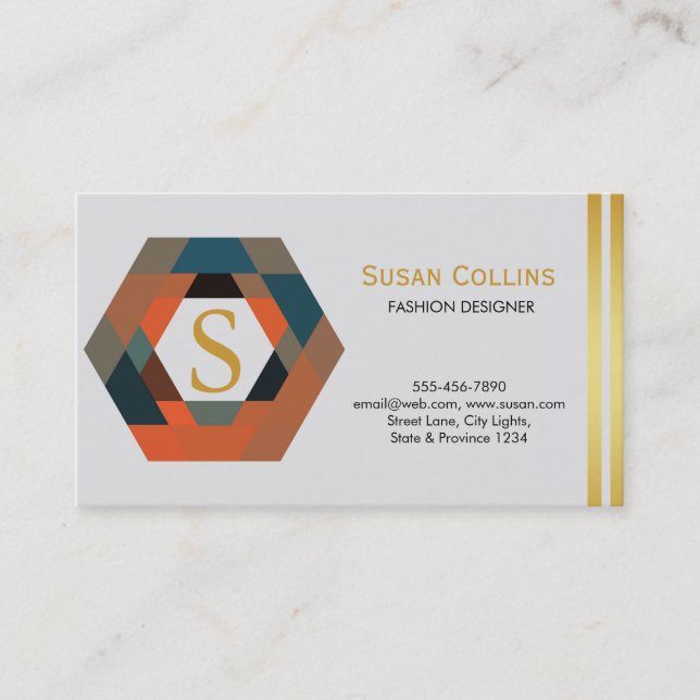 Professional Modern Simple Plain Logo Hexagon Business Card (Front)