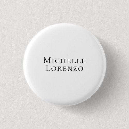Professional Modern Simple Plain Name Black White Button