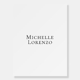 Professional Modern Simple Plain Name Black White Foam Board