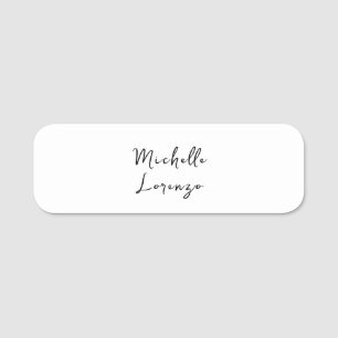 Professional Modern Simple Plain Name Black White Name Tag