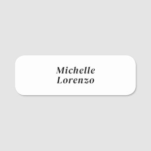 Professional Modern Simple Plain Name Black White Name Tag