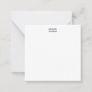 Professional Modern Simple Plain Name Black White Note Card