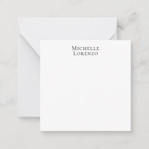 Professional Modern Simple Plain Name Black White Note Card