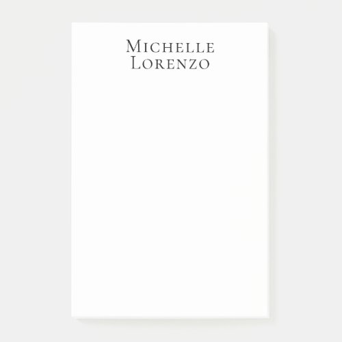 Professional Modern Simple Plain Name Black White Post-it Notes