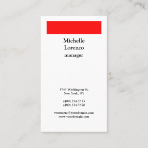 Professional Modern Simple Plain Red & White Business Card
