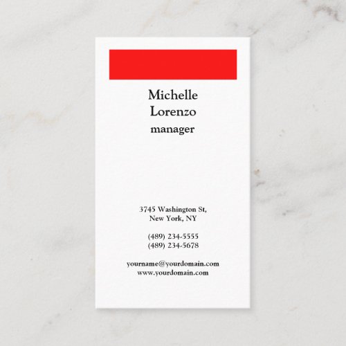 Professional Modern Simple Plain Red  White Business Card