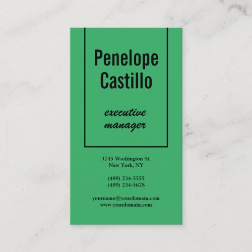 Professional Modern Simple Plain Sea Green Business Card